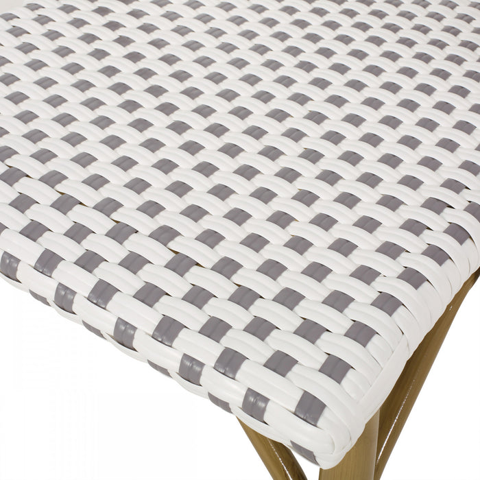 Chaises de bistrot francaises Julien en rotin synthetique et aluminium, lot de 2 - gris et blanc