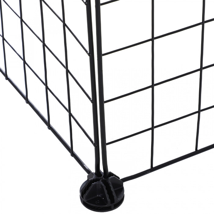 Cage Parc Enclos Pour Animaux Domestiques L 146 X L 73 X H 73 Cm Modulable 2 Niveaux 36 Panneaux Bords Arrondis Fil Metallique Noir