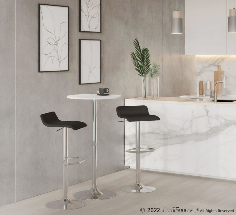 Tabouret pivotant contemporain Ale à hauteur réglable en tissu noir - ensemble de 2