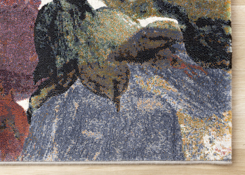Carpette dense Amelia crème, rose et violette à motif floral - 5 pi 3 po x 7 pi 7 po