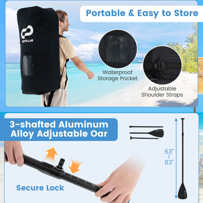 Petite Planche Gonflable De Sup Goplus, Planche De Pagaie Portable Avec Des Anneaux 5d