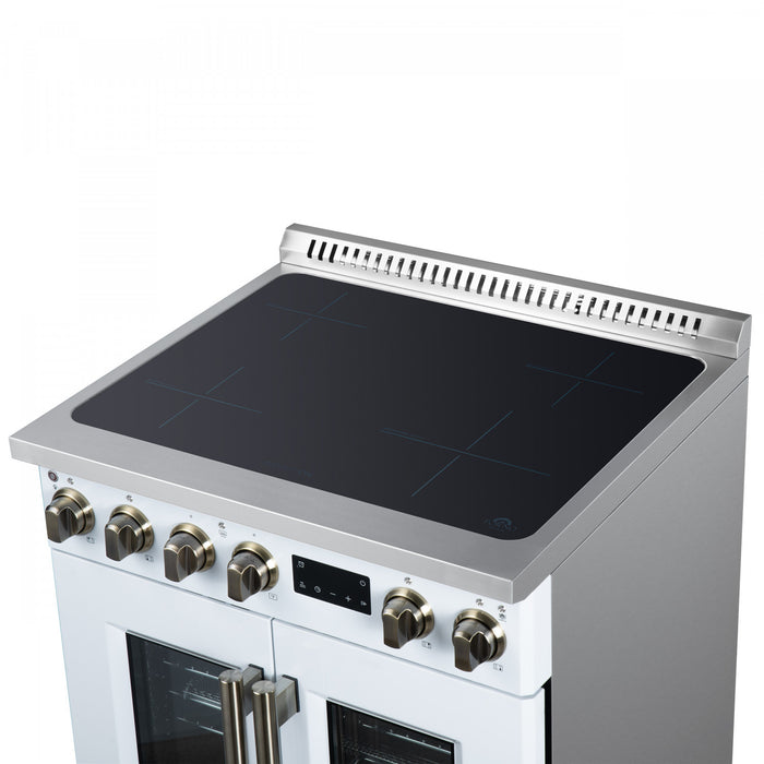 Cuisiniere a induction Torino de 30 po, blanche, avec portes francaises, 4,32 pi³ – FFSIN0950-30WHT