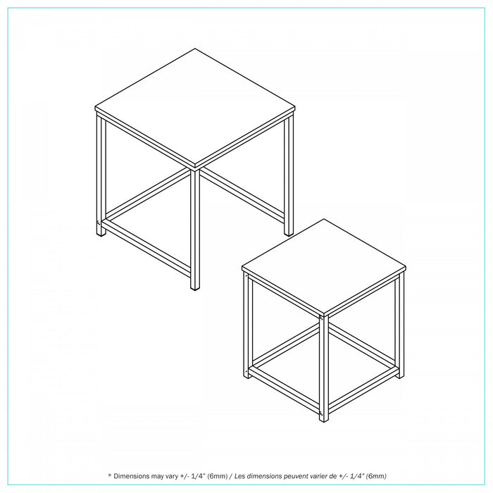 Quartz Tables Gigognes Carrees a Deux Plateaux en Marbre
