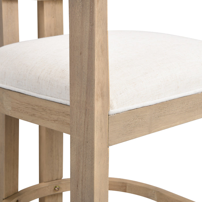 Ensemble De 2 Tabourets Tiffany De 26 Po (Hauteur De Comptoir) Avec Structure En Bois Massif, Tissu aspect lin -  Fini Naturel