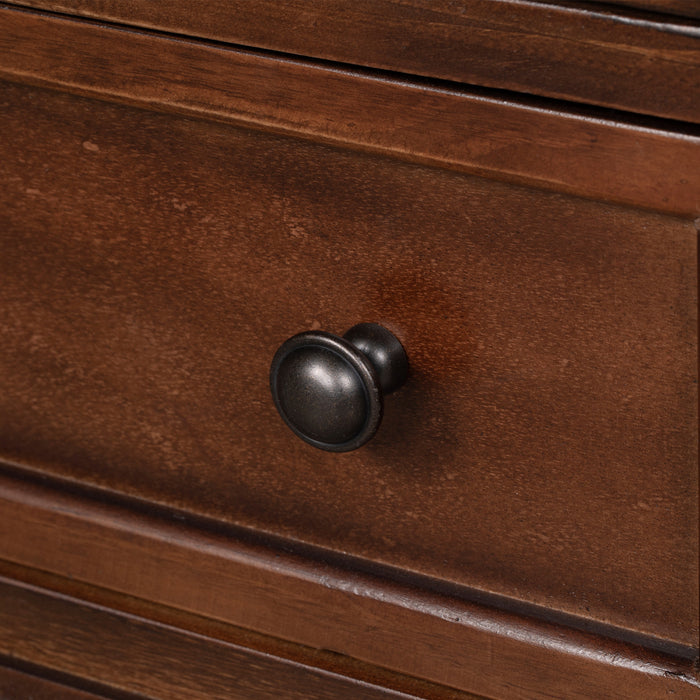 U_Style Table de Nuit Peinte 27.6 po avec Tiroir Coulissant et 3 Tiroirs, Brun