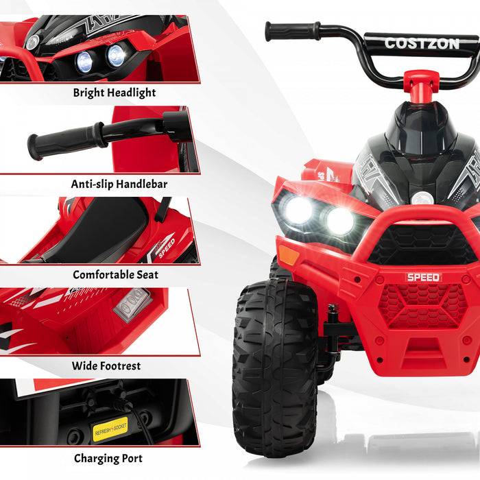Costway 12v Batterie Alimentee Enfants Rouler Sur Atv Electrique 4 Roues Quad Car Avec Mp3 & Lumiere