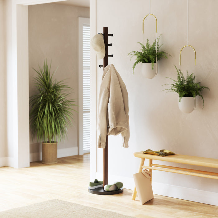 Portemanteau moderne Pillar de Umbra en bois - noir et noyer
