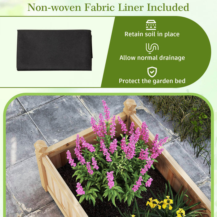 Costway En Bois Souleve Lit De Jardin Exterieur Rectangulaire Planter Boite Whth Trous De Drainage, Naturel