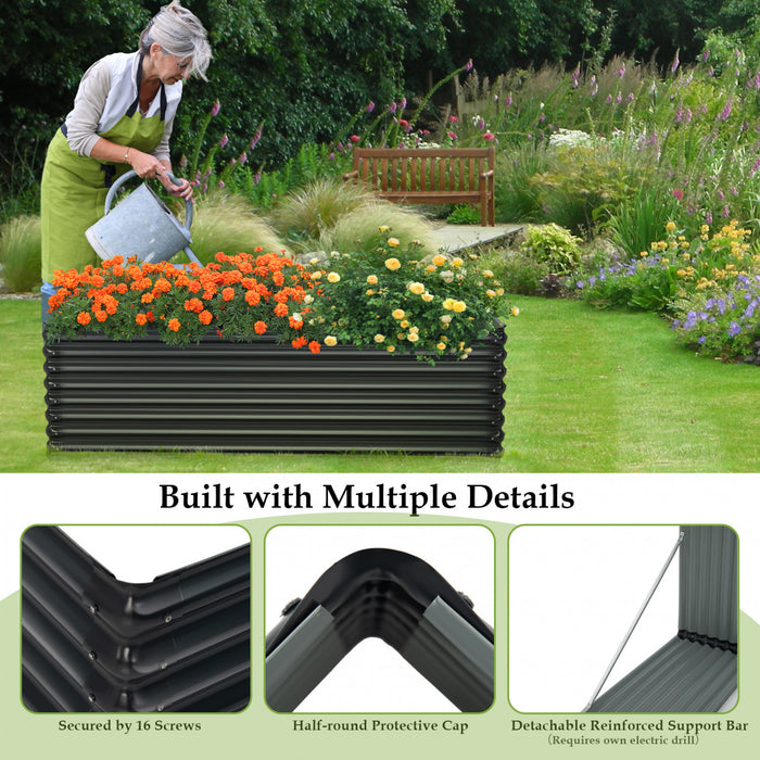 Costway 1 Pc Galvanise Souleve Lit De Jardin Exterieur Planter Boite Bois De Chauffage Porte-journaux