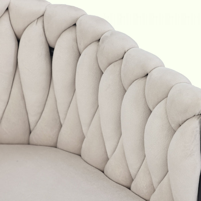 Chaises de salle a manger pivotantes Amelia en velours avec revetement capitonne et pieds en metal, lot de 2, beige