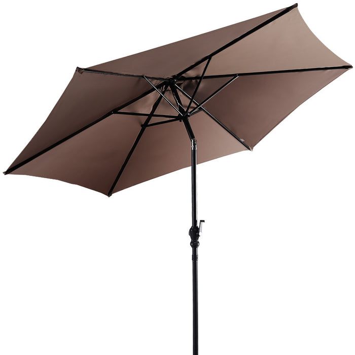 Costway Parasol de Patio 9ft Marche en Acier Incline avec Manivelle Cour Jardin Tan