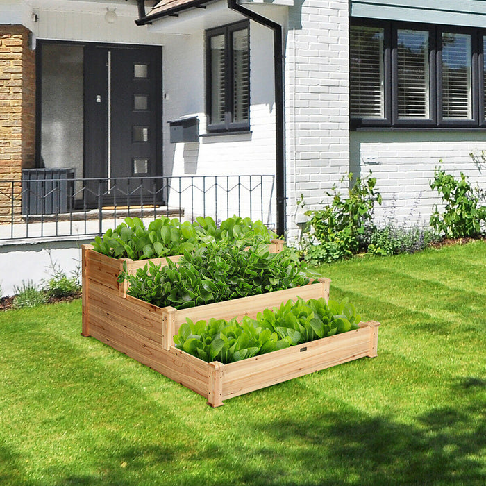 Costway – Potager Sureleve En Bois A 3 Etages Pour Jardinage Exterieur