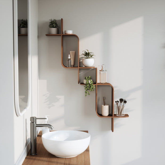 Tablette murale moderne Montage de Umbra en bois - noyer clair