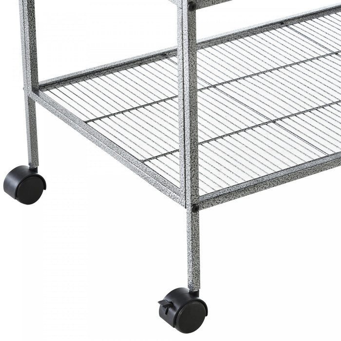 Cage A Oiseaux Avec Separation Mangeoire Et Perchoir 95l X 45l X 102h Cm Noir Et Gris
