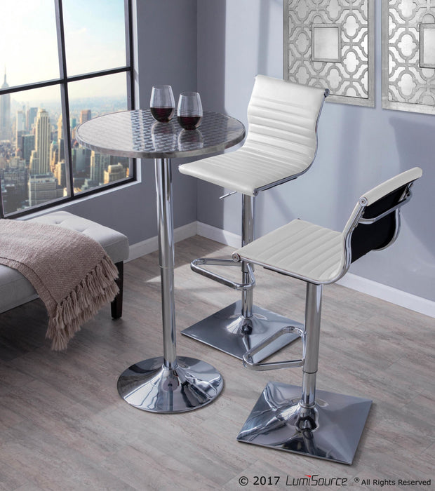 Table Bistro ronde réglable et contemporaine pour bar ou salle à manger - argentée