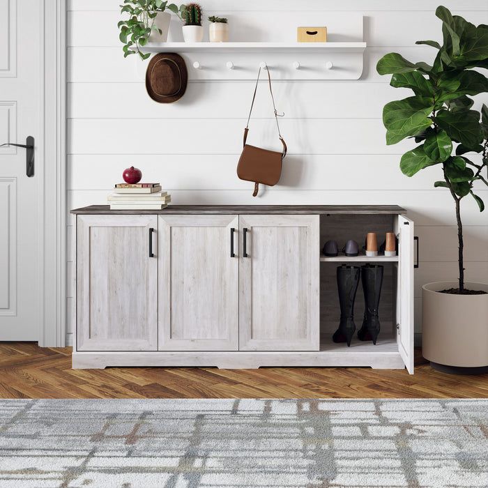 Console Rustic Ridge de Prepac à 4 portes - blanc délavé