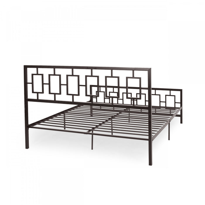 Henry Cadre De Lit En Metal Avec Tete De Lit Vintage, Taille King, Cuivre
