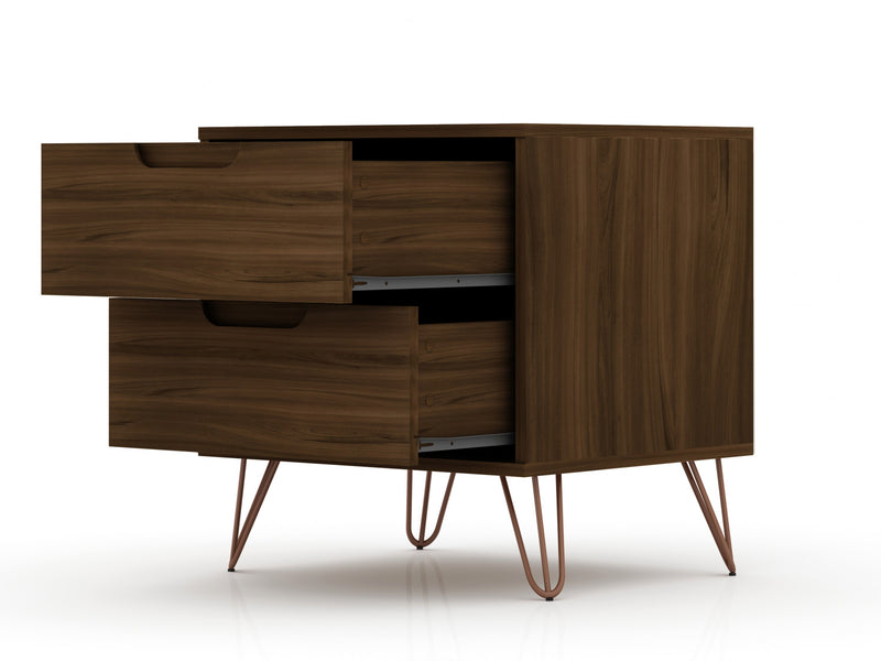Ensemble de commodes 2 pieces Rockefeller style milieu du siecle en brun chataigne