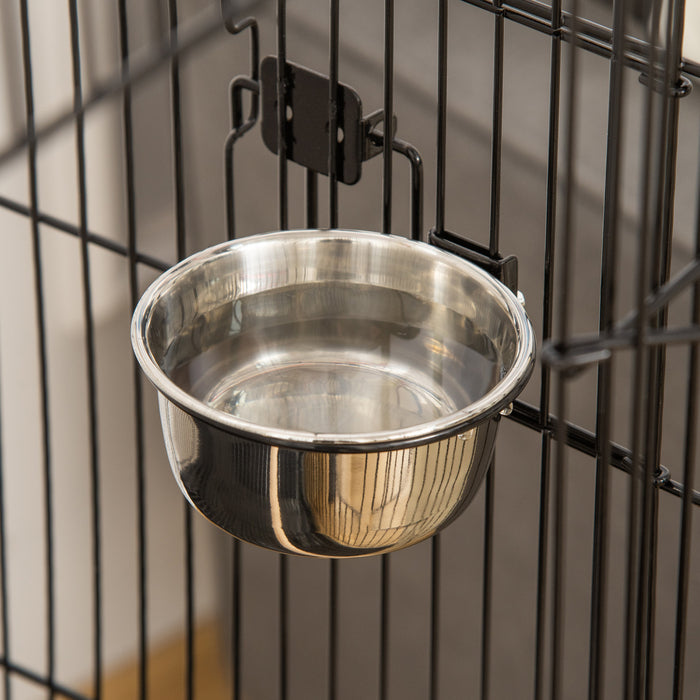 Pawhut Grande Cage A Perroquets En Metal Pour Oiseaux Cage A Perruches Cage A Oiseaux Support Pour Station D'alimentation Avec Roues