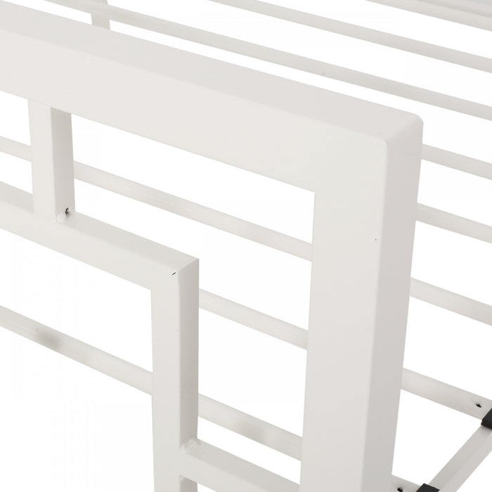 Henry Cadre De Lit En Metal Avec Tete De Lit Vintage, Taille King, Blanc