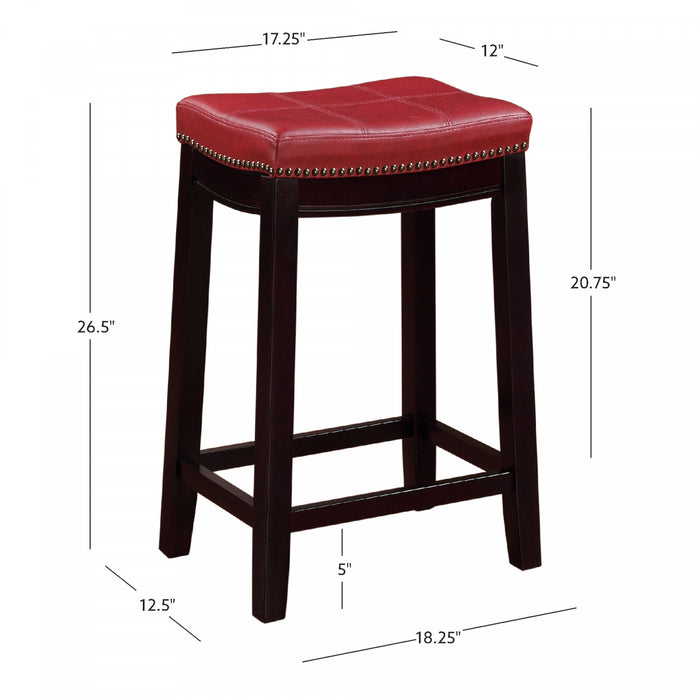 Tabouret Claridge de hauteur comptoir en similicuir et sans dossier - rouge