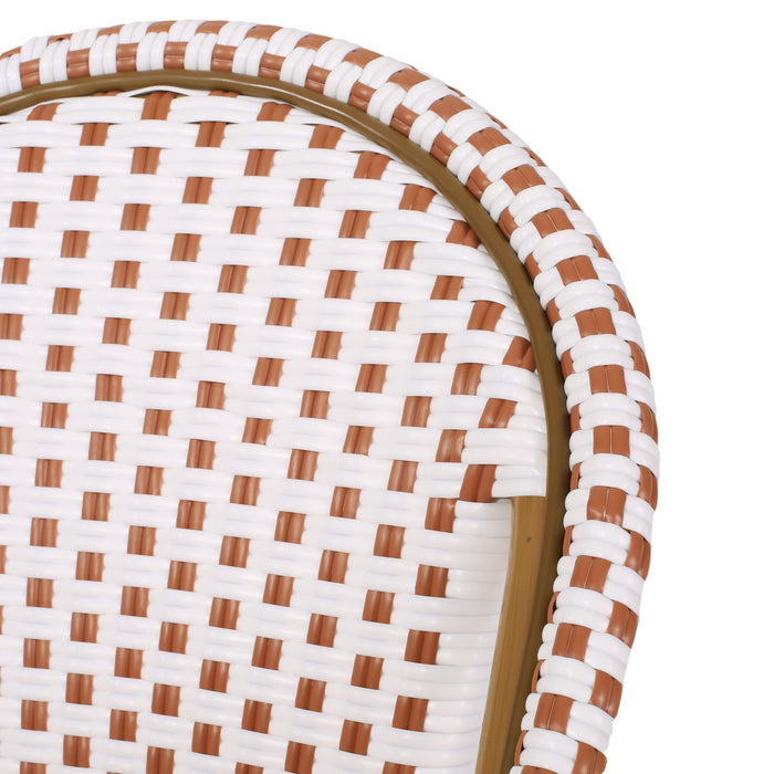 Chaises de bistrot francaises Julien en rotin synthetique et aluminium, lot de 2 - blanc et rouge