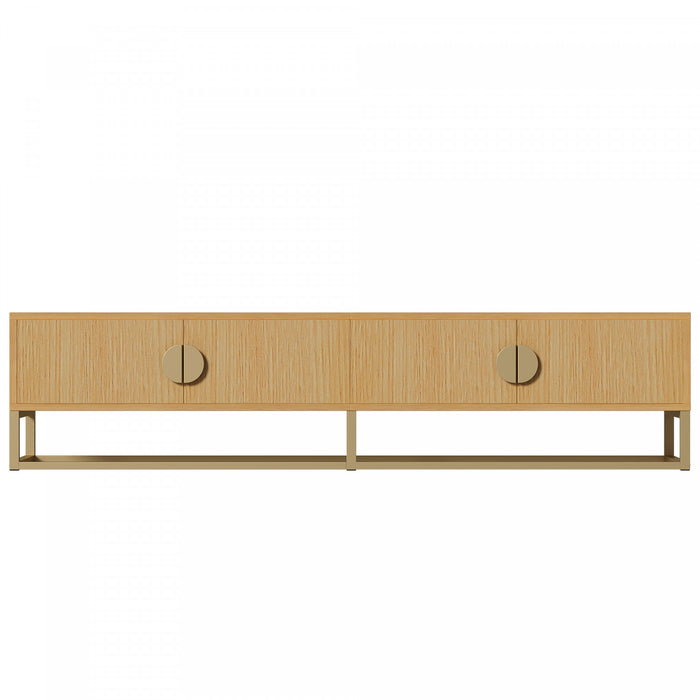 Aspect Meuble TV Moderne 70.8 po avec Finition Bois Graine et Charnieres a Fermeture Amortie, Naturel