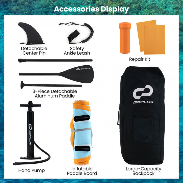 Goplus Grand Tableau Gonflable De Sup, Tableau De Pagaie Portable Avec Des Anneaux 5d Se Tiennent Sur Le Tableau De Pagaie Pour La Jeunesse Et L'adulte Orange