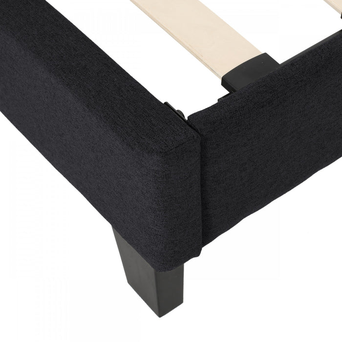 Lucia Cadre De Lit Plateforme Capitonne Avec Couture Waffle, Taille King, Noir