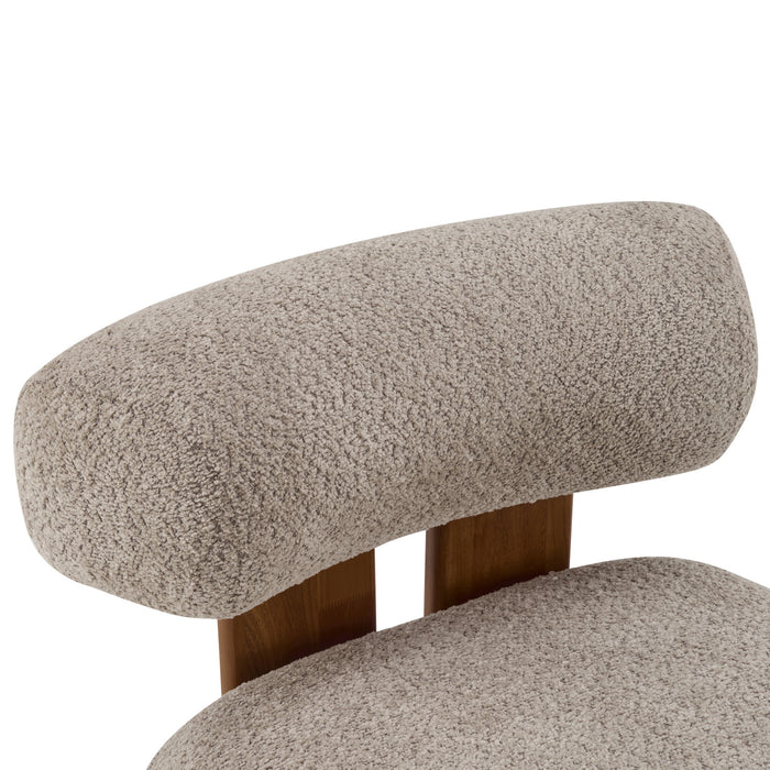 Luma Fauteuil de Salon Moderne en Bouclette a Dossier Enroule et Cadre en Bois Massif, Brun, Noyer