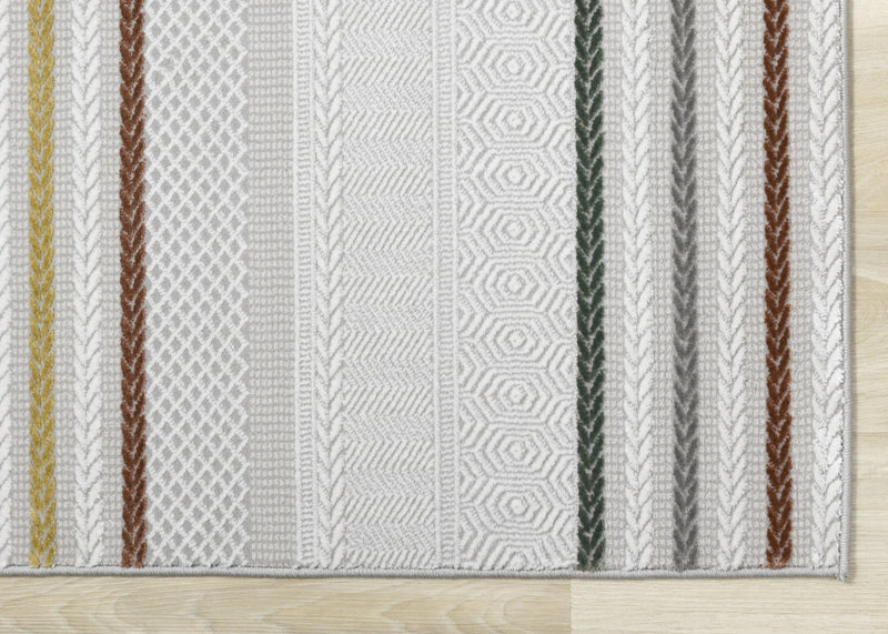 Carpette London à rayures multicolores - 5 pi 3 po x 7 pi 7 po