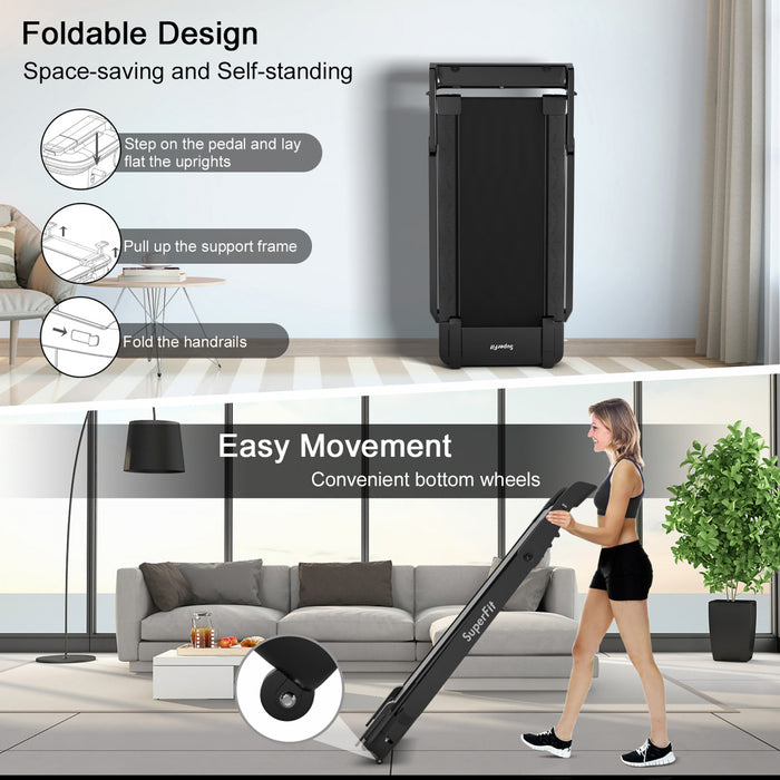Superfit 4.0hp Pliable Electrique Tapis Roulant Machine De Jogging W / Bluetooth Noir
