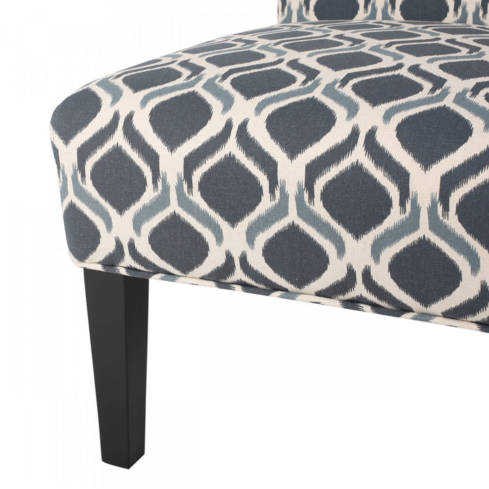 Lot De 2 Fauteuils D’appoint Oliver En Tissu aspect lin Avec Pieds En Bois D’hévéa - Bleu Et Multicolore