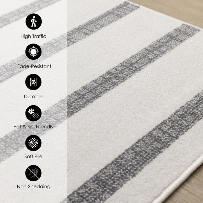 Tapis Covington Raye Gris Blanc, 7'10\" x 10'6\"