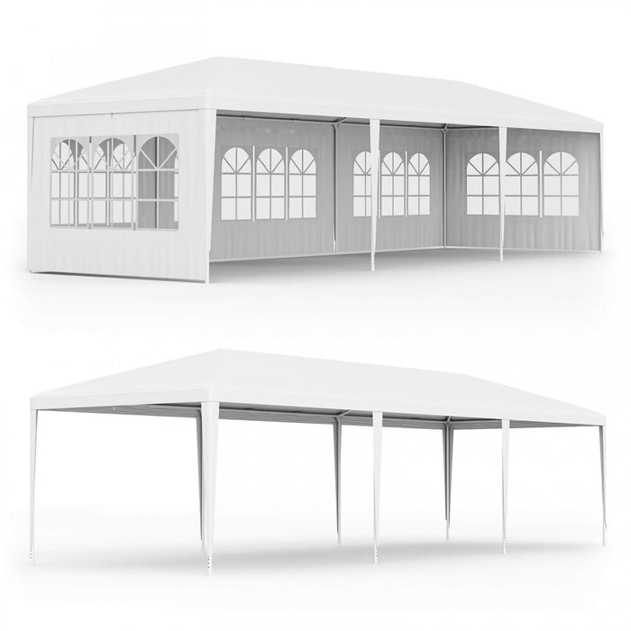 Tonnelle Exterieur 3 M X 9 M, Belvedere Impermeable A L’eau, Pavillon Robuste Grande Tente Avec Forte Connexion, Piquets Cordes, Pour Fetes, Evenements, Mariage, Plage Bbq , Facile A Assembler, Blanc