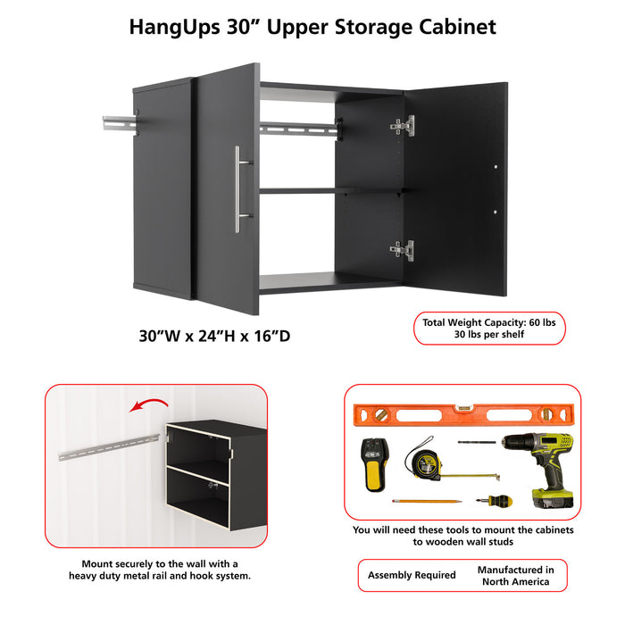 Armoire supérieure de rangement HangUps de 30 po - noire