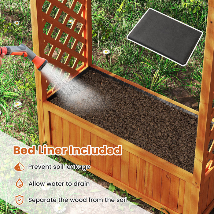 Costway 1 Pc Souleve Lit De Jardin En Bois Boite De Planteur Elevee Avec Treillis En Treillis Et Toit Doule