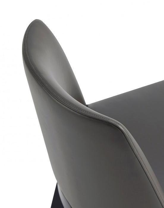 Chaise de salle a manger moderne Gansevoort en bois et cuir vegetalien graphite - Lot de 4