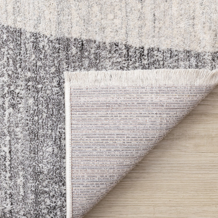 Tapis geometrique gris noir creme Olivia, 5'7\" x 7'10\"