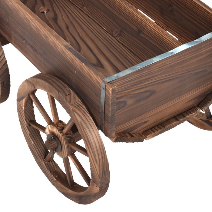 Jardiniere En Bois En Forme De Charrette Costway