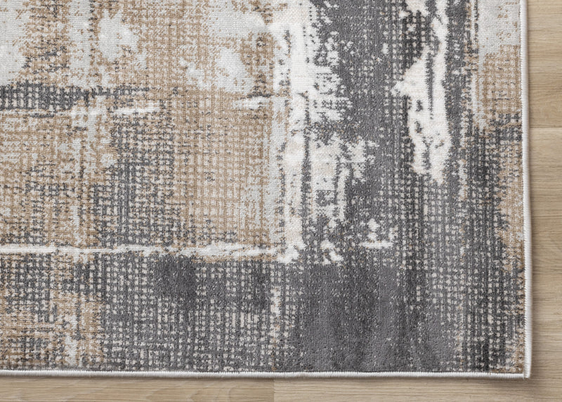 Carpette brune à motif abstrait lavable à la machine - 7 pi 10 po x 10 pi 6 po