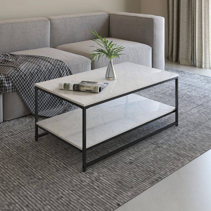 Nimbus Table Basse Rectangulaire avec Double Surface en Marbre