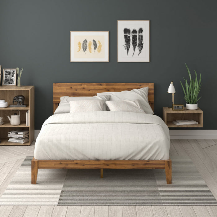 Julia lit plateforme en bois avec tête de lit - Grand