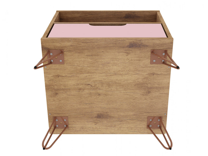 Table de nuit Rockefeller Mid-Century Modern 20\" en rose (1 tiroir) - Lot de 2