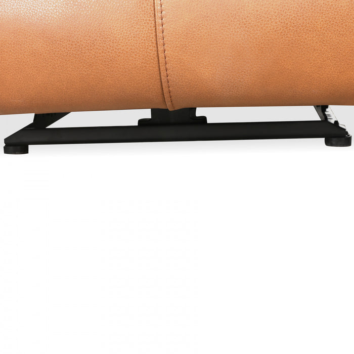 Causeuse inclinable electrique Bellamy de 58 po en cuir assorti avec appuie-tete ajustable et USB - Cognac