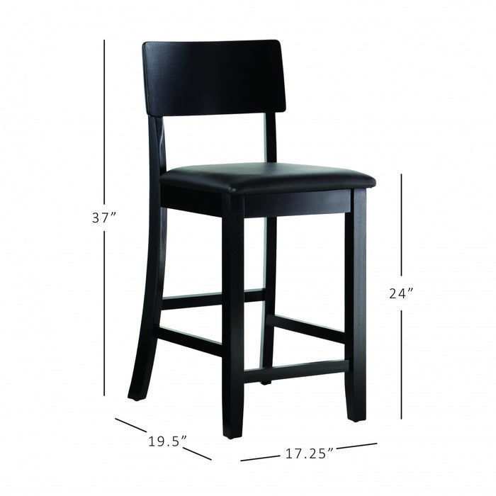 Tabouret contemporain Torino de hauteur comptoir en similicuir - noir