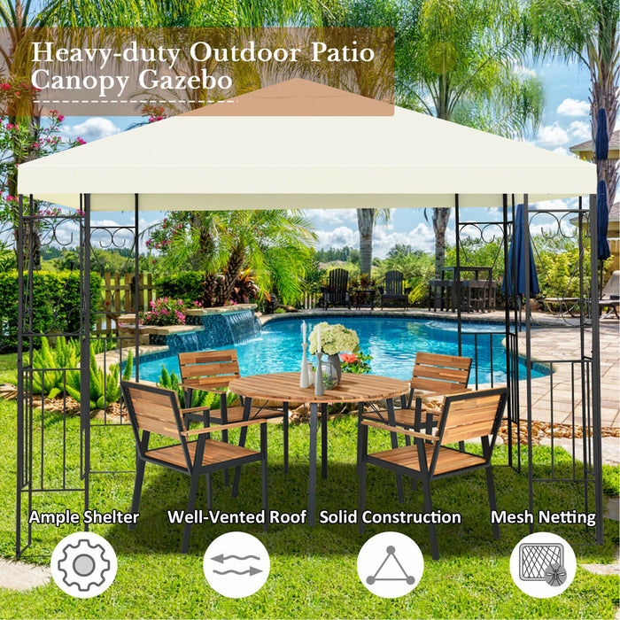 Costway 10’x10’ Patio Gazebo Canopy Tente A Cadre En Acier Abri Auvent De Partie De Patio
