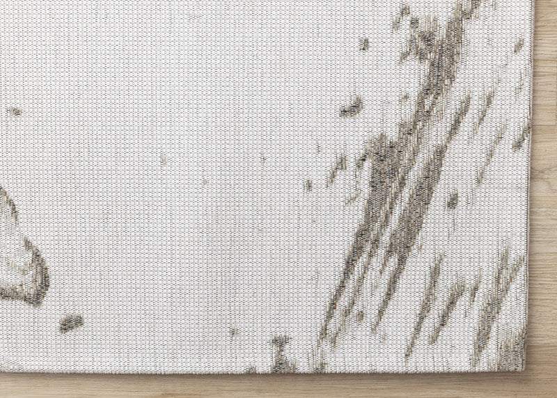Carpette douce Kylie crème et taupe à motif de coups de pinceau - 7 pi 10 po x 10 pi 10 po
