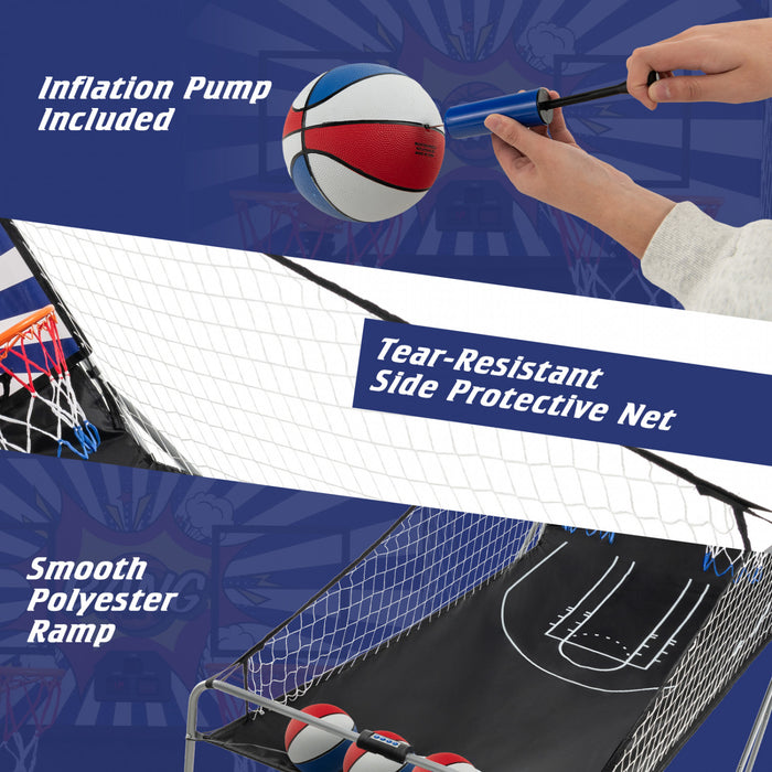 Costway Double Shot Basketball Arcade Game Avec 8 Modes De Jeu Arcade Son Electronique Scoring Blanc