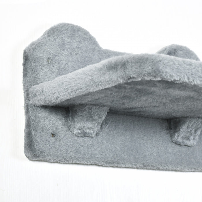 Pawhut Grimpeur Mural Pour Chat Avec Hamac, Griffoir, 3 Marches, Plateformes De Saut, Etagere Murale Pour Chat Pour Se Detendre, Dormir, Grimper, Mobilier Mural Pour Chat D'interieur - Gris